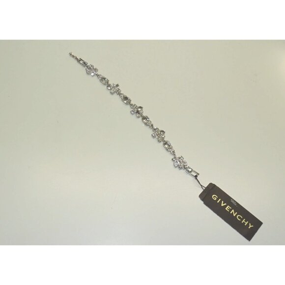 Givenchy Silver-Tone Crystal Floral Bracelet With Box Clasp - Picture 4 of 6